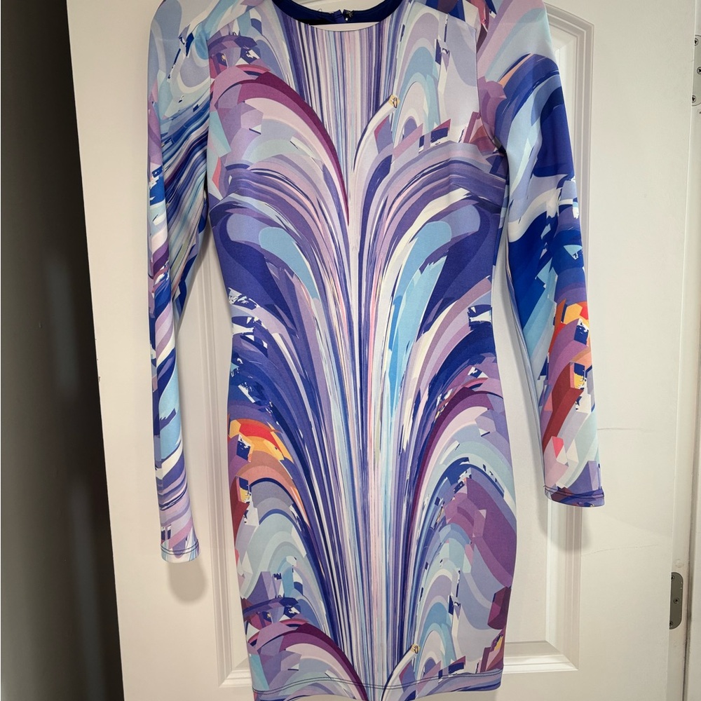 Elegant Multicolor Abstract Print Dress